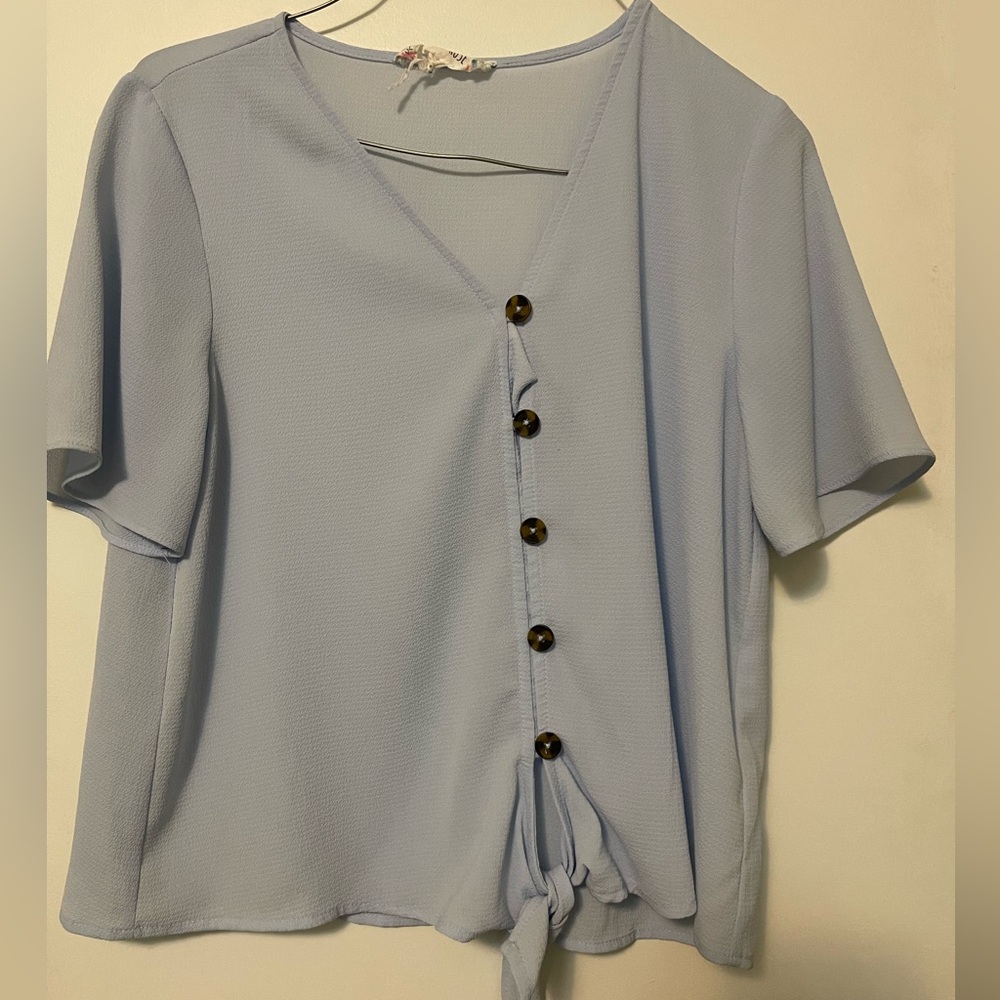 Pink Rose Blue Top